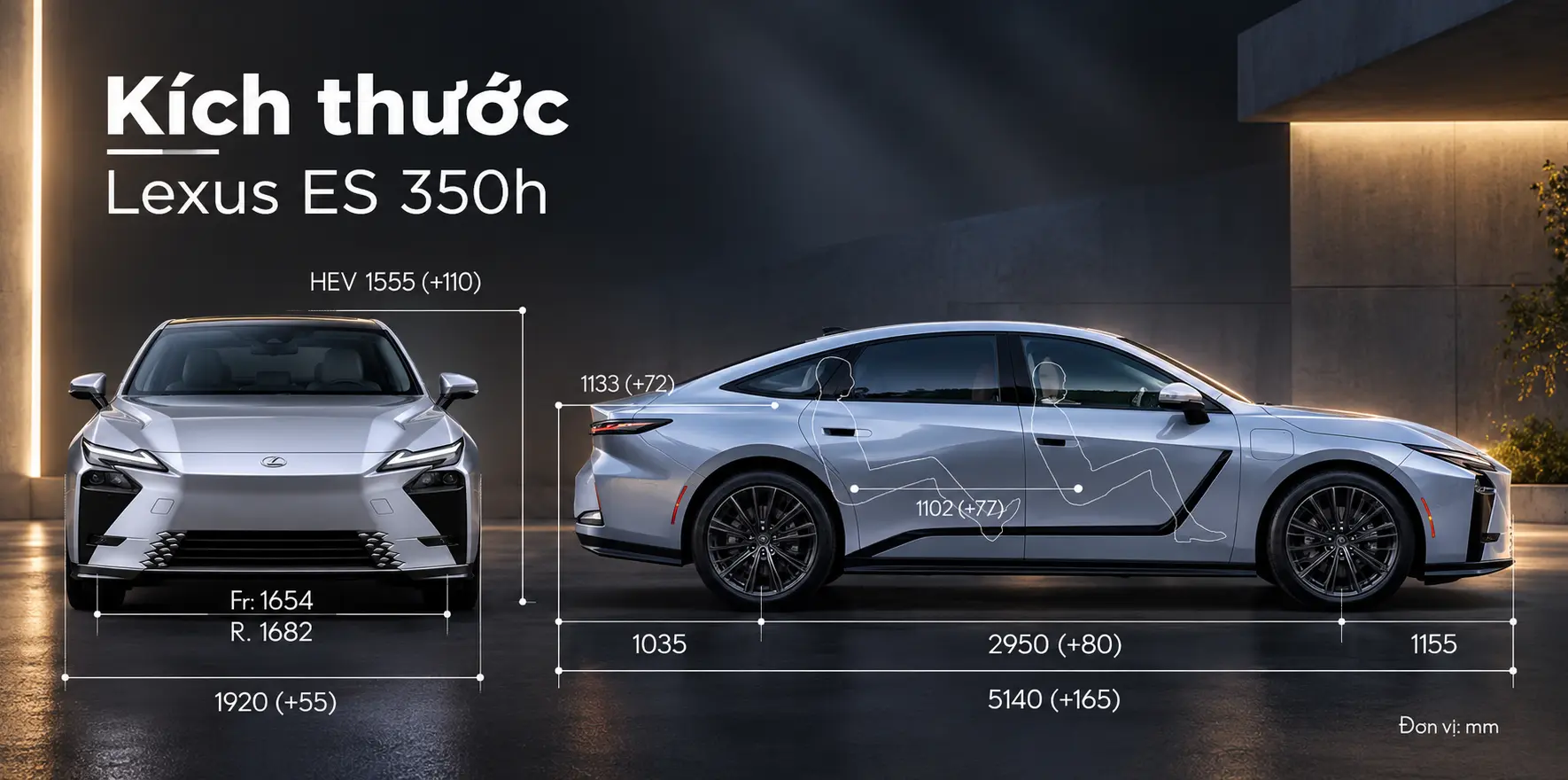 Kích thước xe Lexus ES350h