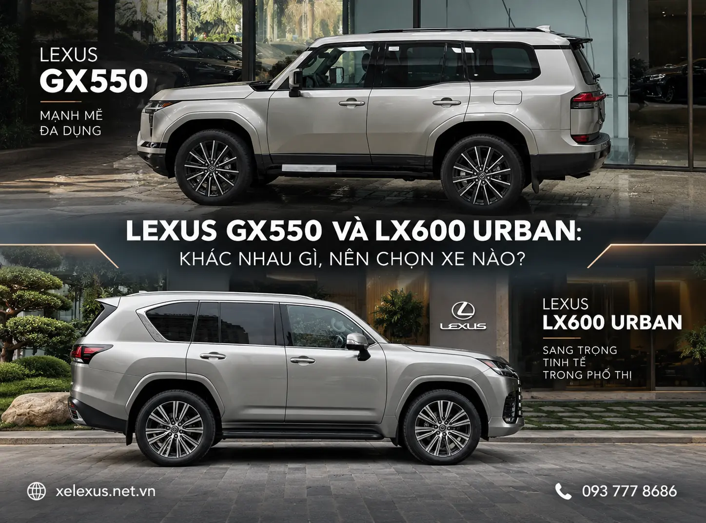 Kích thước: LX600 Urban dài hơn GX550 140 mm