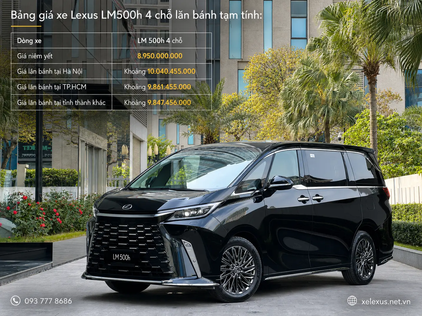 Bảng giá xe Lexus LM500h 4 chỗ - Giá lăn bánh
