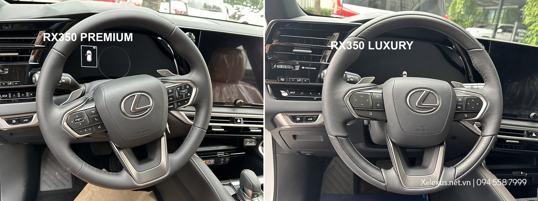 So sánh vô lăng xe Lexus RX350 Premium và RX350 Luxury